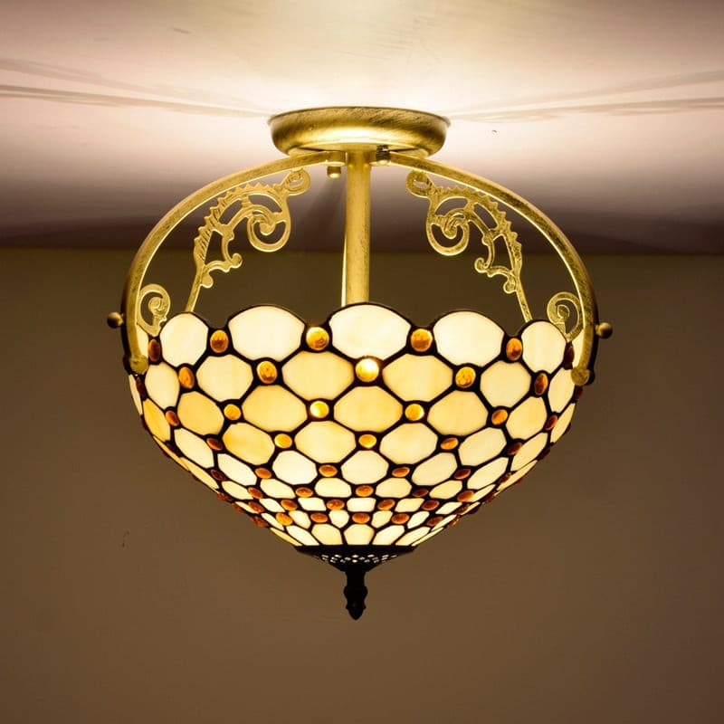 retro tiffany ceiling light aisle