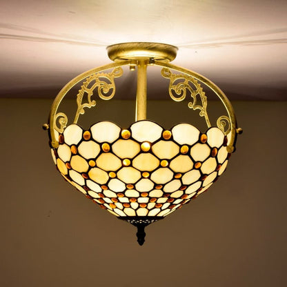 retro tiffany ceiling light aisle