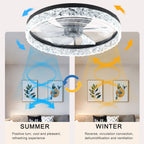 20 in. Indoor Black Ceiling Fans with Lights and Remote, 6CCT Dimmable Low Profile Ceiling Fan with Light