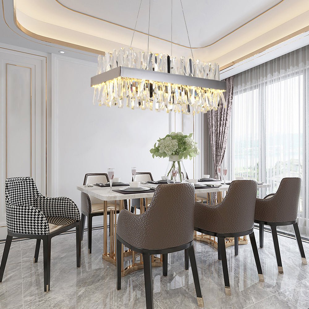 Modern Chandelier Clear Crystal Stainless Steel Lighting Fixture For Bedroom