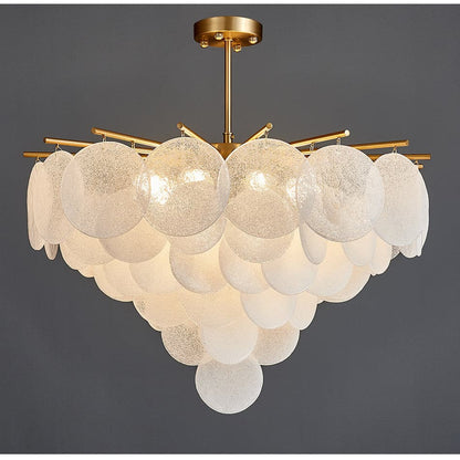 Modern Iron Frame Glass Medallions Chandelier Home Decor