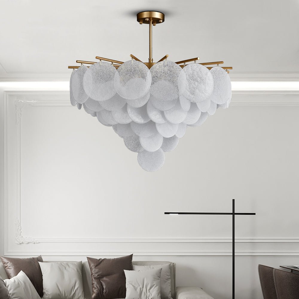 Modern Iron Frame Glass Medallions Chandelier For Living Room