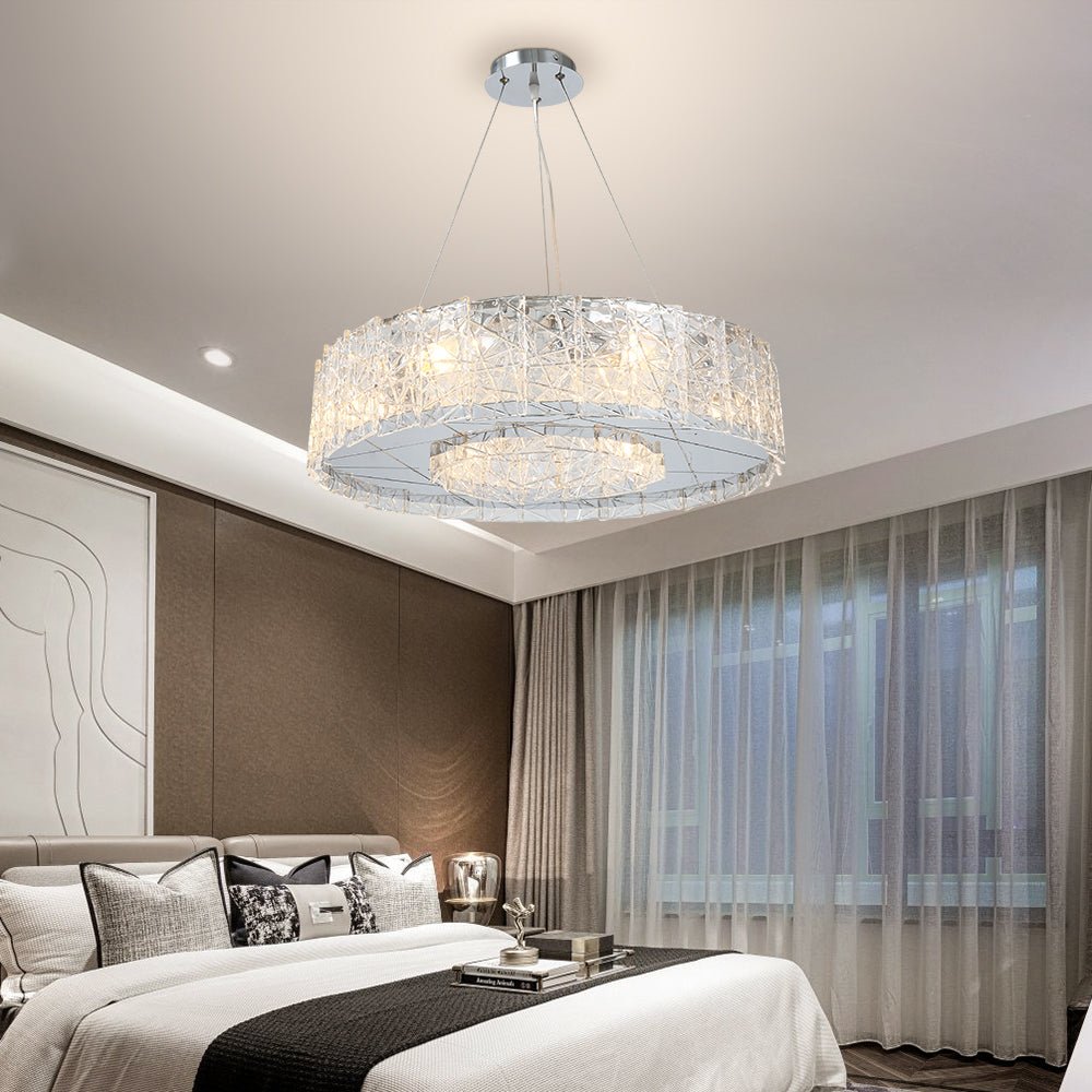 Modern Stainless steel Clear Glass Chandelier  For Bedroom