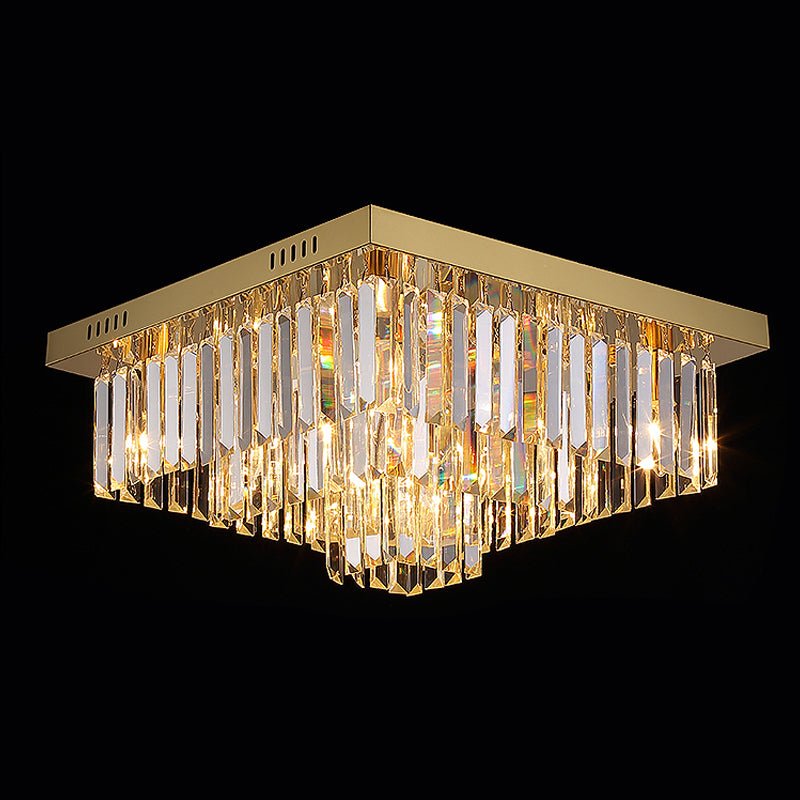 Modern Square Crystal Pendants Chandelier  For Living Room