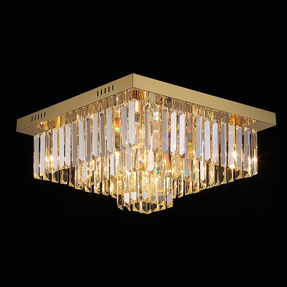 Modern Square Crystal Pendants Chandelier  For Living Room