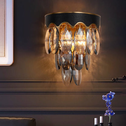 Modern Black Metal And Crystal LED Wall Mount Wall Sconces