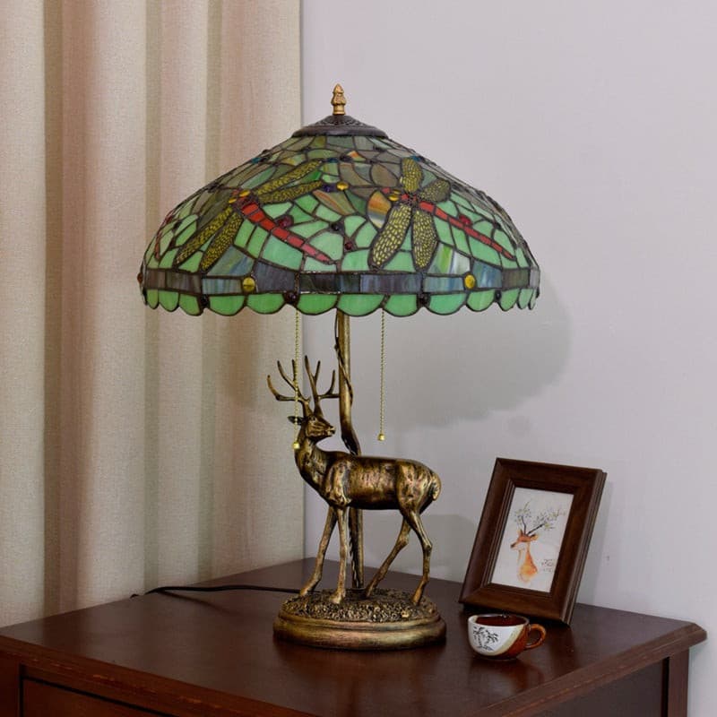 Antique style animal motif accent lamp for cabin or lodge