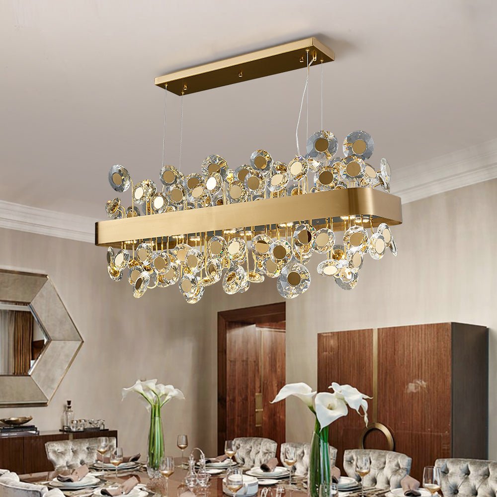 Modern Chandelier Crystal Diamond Glass With Golden Metal LED Lights For Bedroom