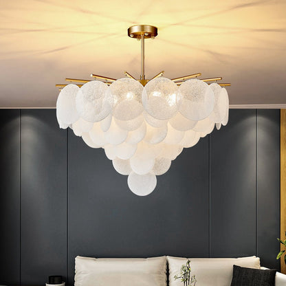 Modern Iron Frame Glass Medallions Chandelier For Dining Room