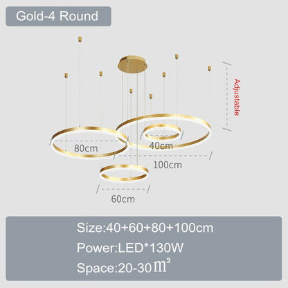 Modern Round Geometric LED Pendant Lightings Chandelie