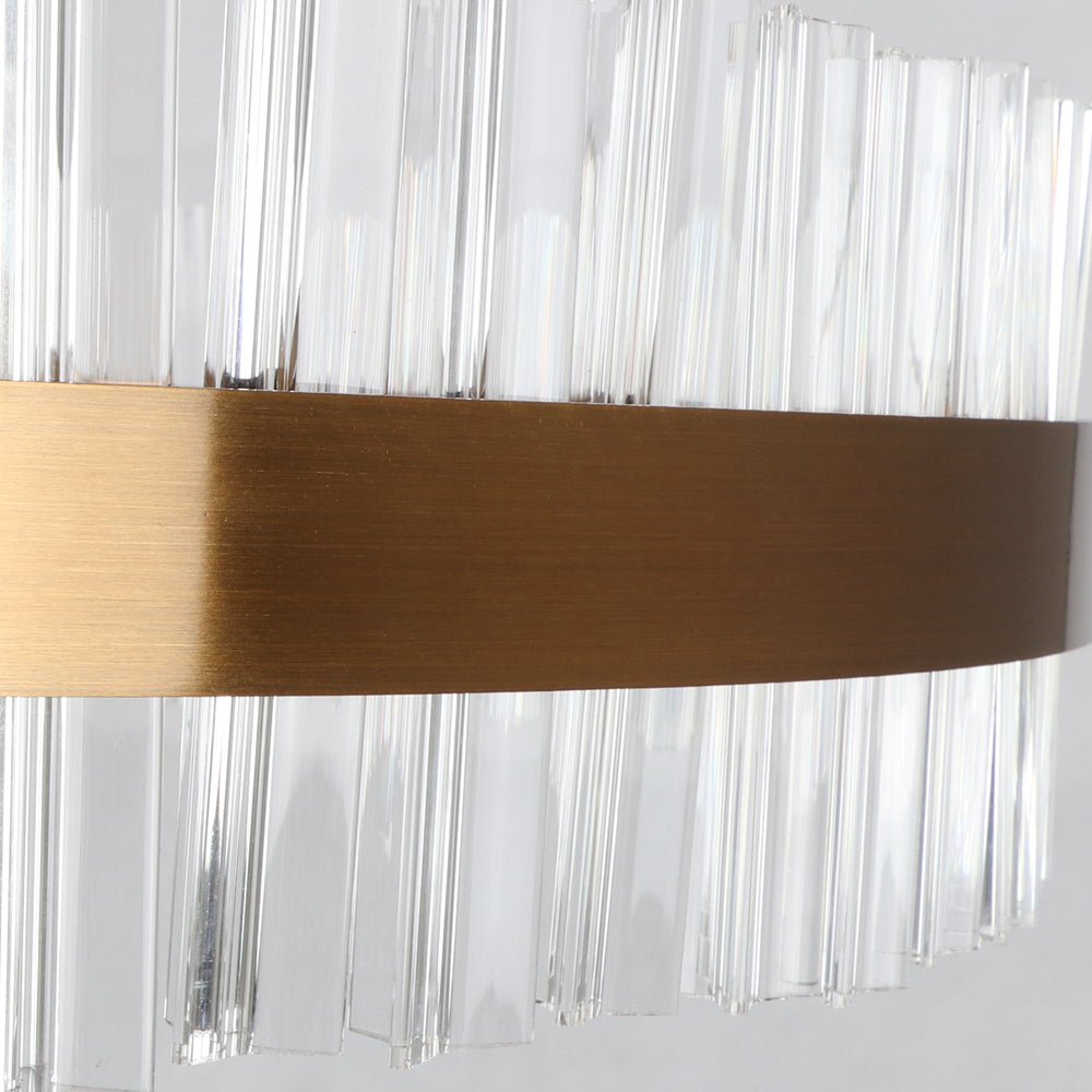 Modern Chandelier Stainless Steel Circle With Crystal Sticks LED Lights