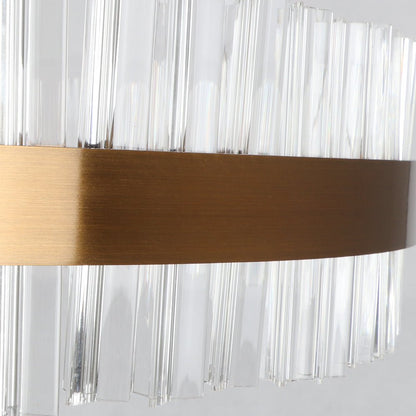 Modern Chandelier Stainless Steel Circle With Crystal Sticks LED Lights