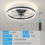 19.7 in. White Dimmable LED Downrod Mount Standard Ceiling Fan with Remote Control, 6 Adjustable Wind Speeds