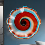 Hand Bowls Glass Red Cyan Blue Kaleidoscope Murano Art Glass Wall Decor Plate D12inches