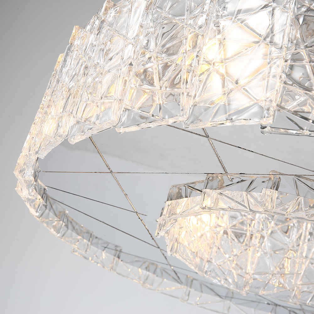 Modern Stainless steel Clear Glass Chandelier  For Lounge