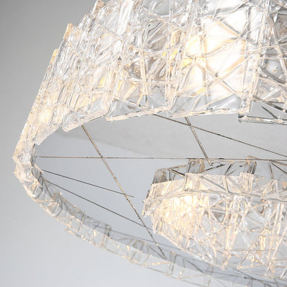 Modern Stainless steel Clear Glass Chandelier  For Lounge