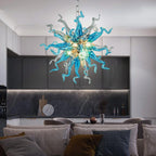 Chihly Style Blown Glass Chandelier | Luxury Heart-Shaped Blue Art Lighting