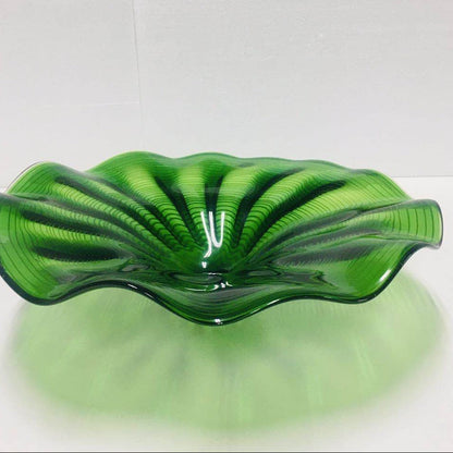 Hand Blown Murano Glass Wall Plates Green Color D12Inches