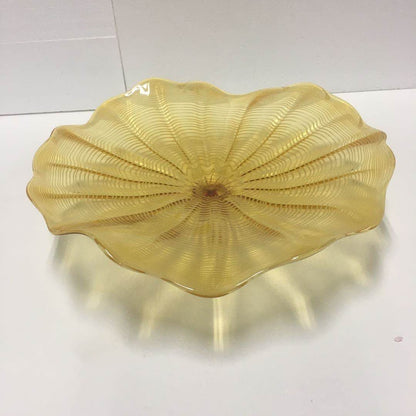 Hand Blown Murano Glass Wall Plates Yellow Color D12Inches