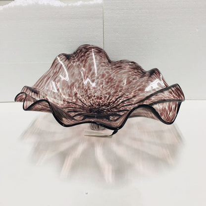 Hand Blown Murano Glass Wall Plates Clear Brown Color D12Inches