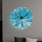 Hand Bowls Glass Cyan Blue Murano Art Glass Wall Decor Plate D12inches