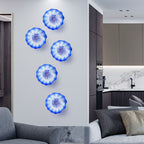Hand Bowls Glass Blue and White Murano Art Glass Wall Decor Plate D12inches