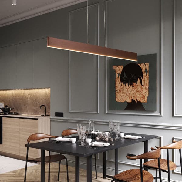  Linear LED Strip Pendant Recessed Into Aluminum 