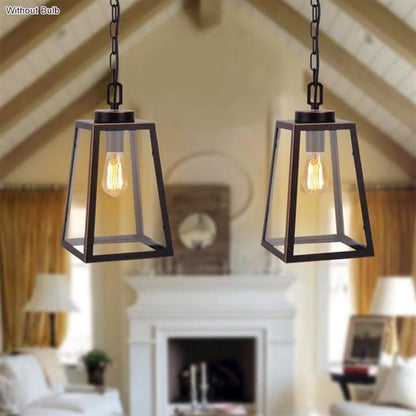 American Wrought Iron Glass Chandelier E26 Interface Black Painted Gold Painted Dining Light