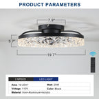 20 in. Indoor Black Ceiling Fans with Lights and Remote, 6CCT Dimmable Low Profile Ceiling Fan with Light