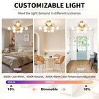 Modern Gold Retractable Ceiling Fan with Lights, 8-Light Flush Mount Fan with Remote