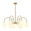 9-Light Goose Arm Opal Glass Bubble Tiered Chandelier Modern Brass Globe Ceiling Light Fixture - BeyPan