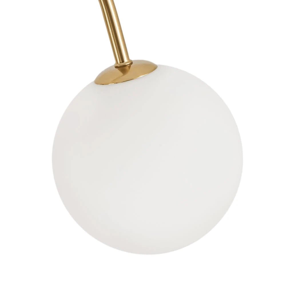 9-Light Goose Arm Opal Glass Bubble Tiered Chandelier Modern Brass Globe Ceiling Light Fixture - BeyPan