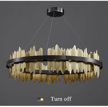 Modern Matte Gold Ring Lampshade LED Strip Chandlier