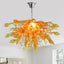 Full-view shot of the 36-inch hand blown glass chandelier against a plain white ceiling.
