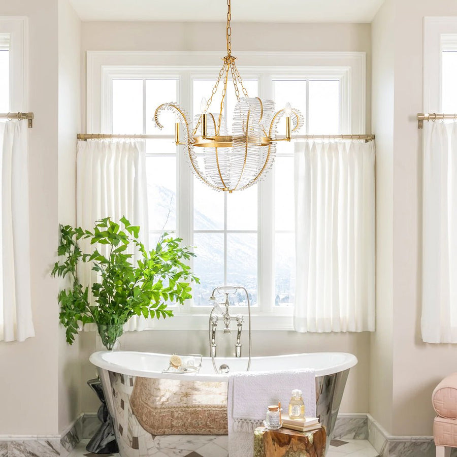 Retro Floral Chandelier Crystal Palm Leaf Secondary image
