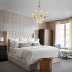 Retro Floral Chandelier Crystal Palm Leaf For Bedroom