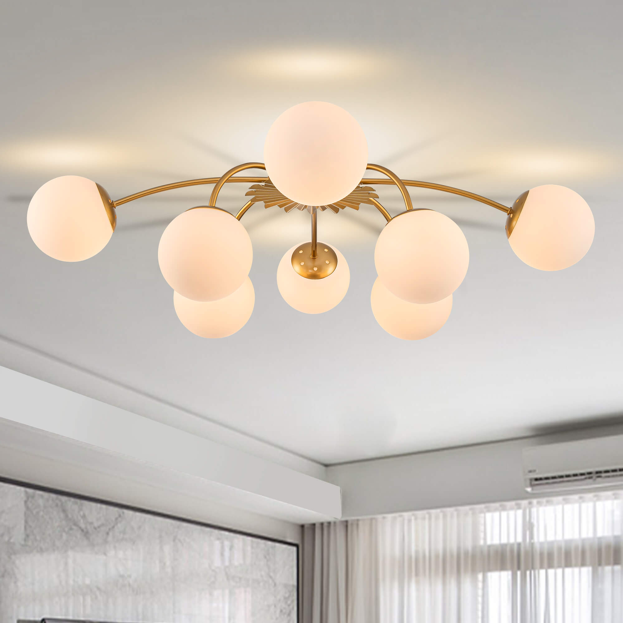 Modern Frosted Glass Bubble Globe Semi-Flush Mount Ceiling Light Fixture Zweitbild