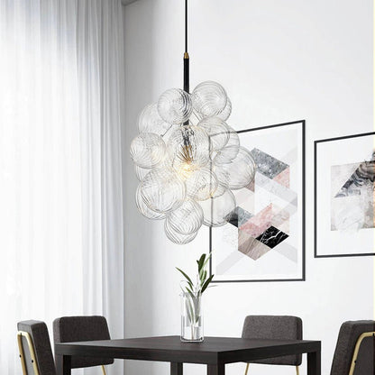 Waterfall Ribbed Glass Bubbles Chandelier