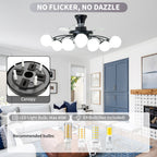 Modern 12-Light Black Globe Chandelier Fan with Remote