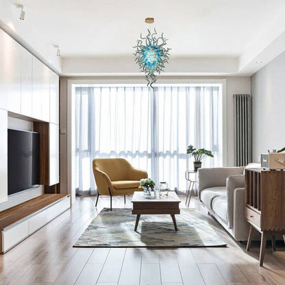 blue blown glass chandelier for Villa.jpg