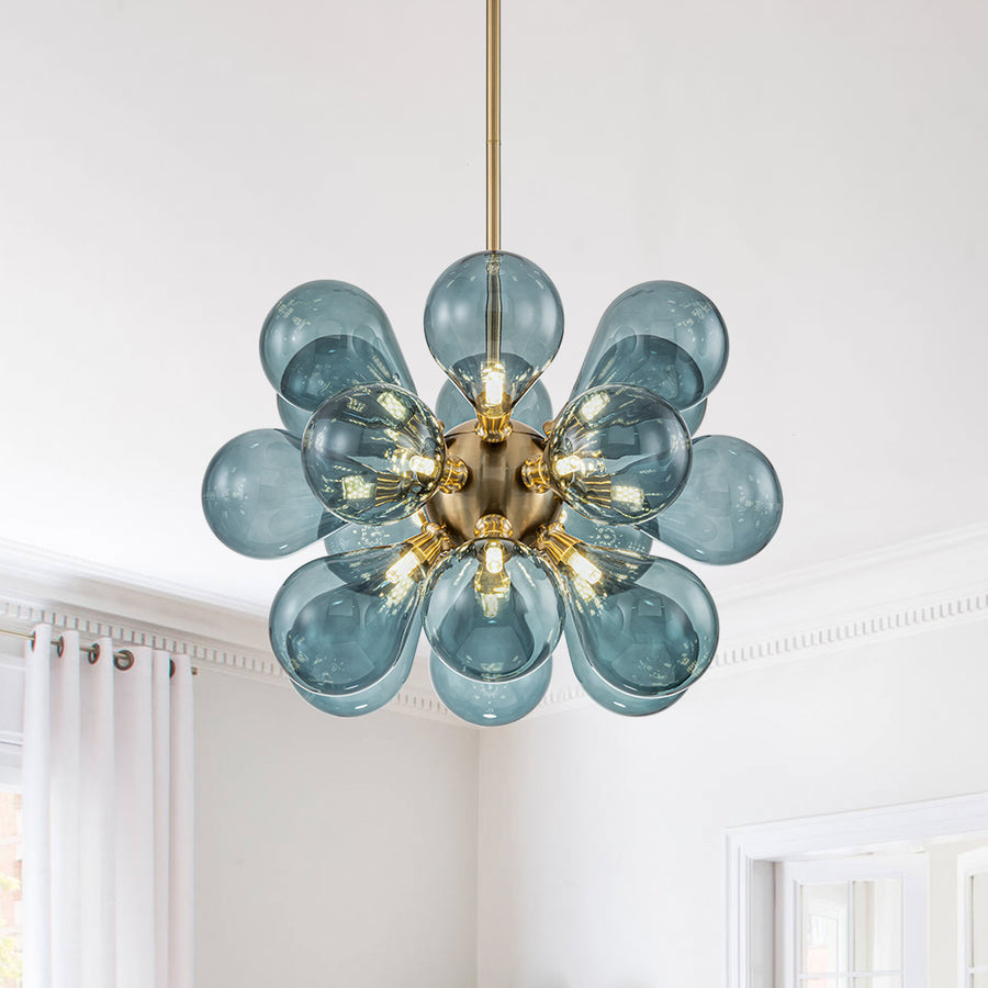 Bubbles Chandelier With Teal Blue Glass Balls