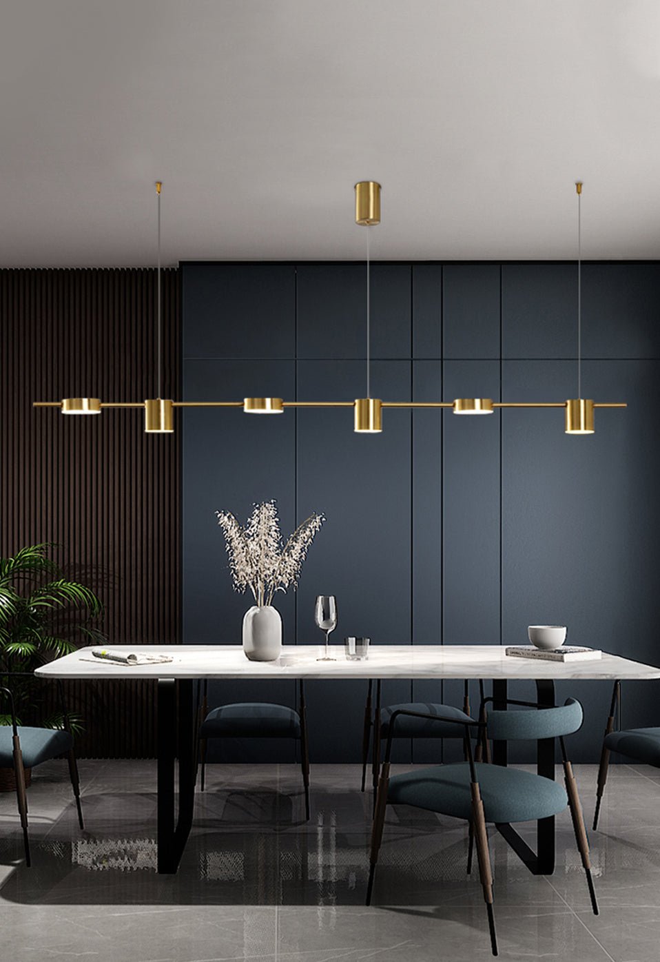 Modern Linear Brunch Chandelier Dimmable Hanging Lamp