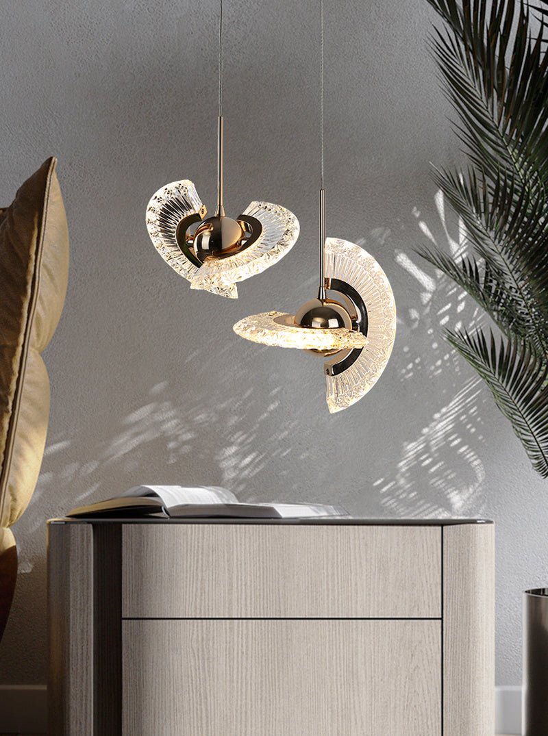 Creative Rotatable Suspension Lighting Ring Shape Acrylic Crystal Lampshade Decorative Lighting