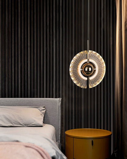 Creative Rotatable Suspension Lighting Ring Shape Acrylic Crystal Lampshade For Bedside