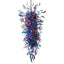 Giant Murano style blown glass chandelier featuring an elongated vertical cascade of purple, blue, and pink glass tendrils.