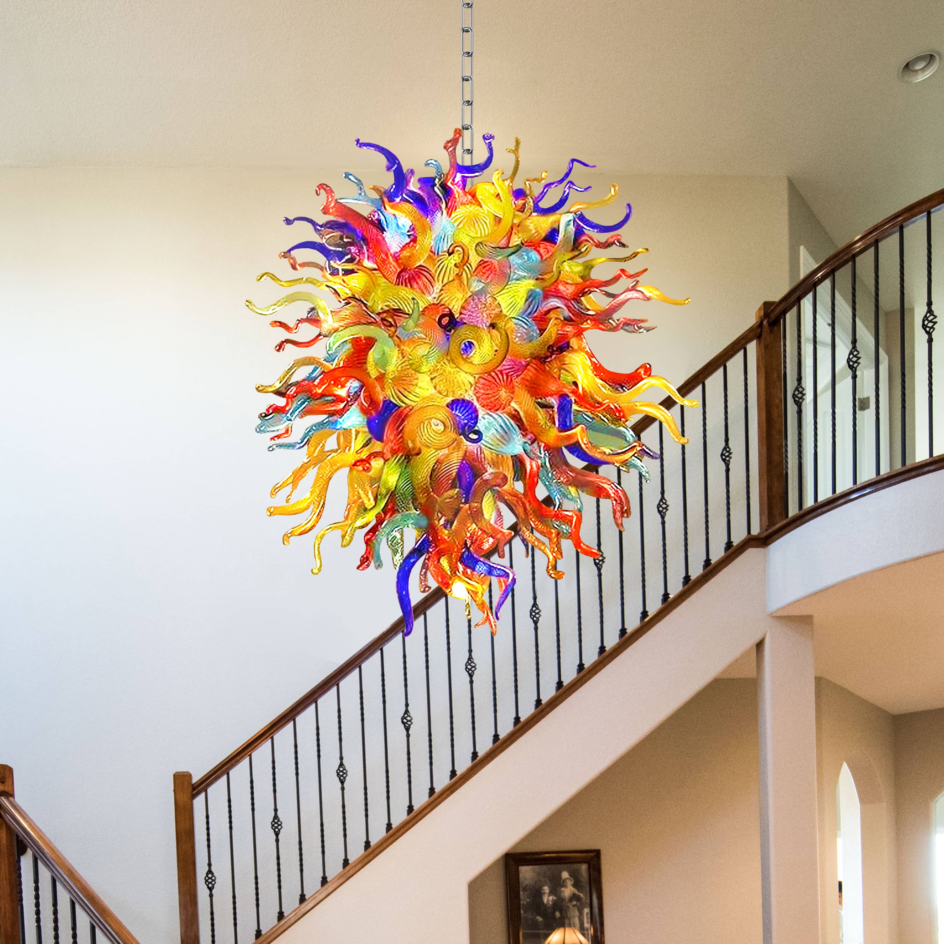 Modern Style Blown Glass Chandelier – Vibrant Carnival Burst Zweitbild