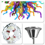 Chihly Style Multicolor Hand Blown Glass Chandelier | Art Glass Pendant Hanging Light