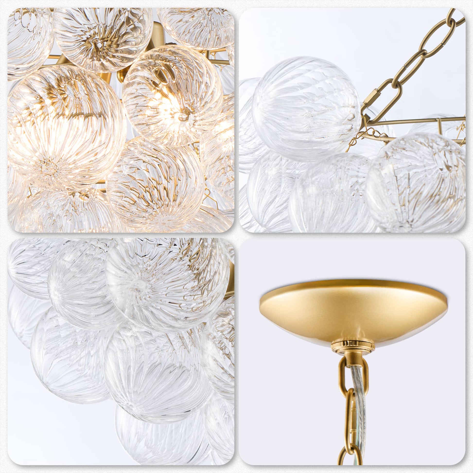 Talia Style Bubbled Clear Ball Swirled Texture Glass Chandelier -BeyPanStore