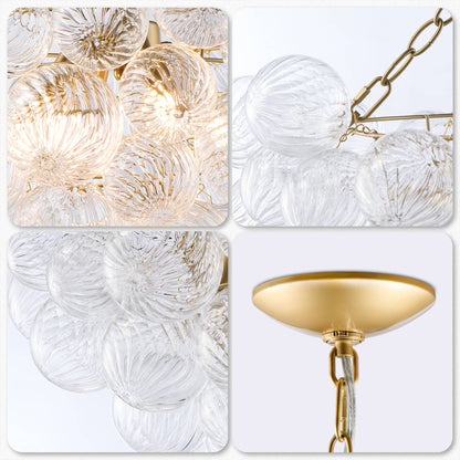 Talia Style Bubbled Clear Ball Swirled Texture Glass Chandelier -BeyPanStore