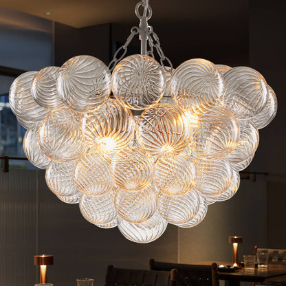 Bubbles Chandelier Clear Swirled Texture Ball Nickel Frame